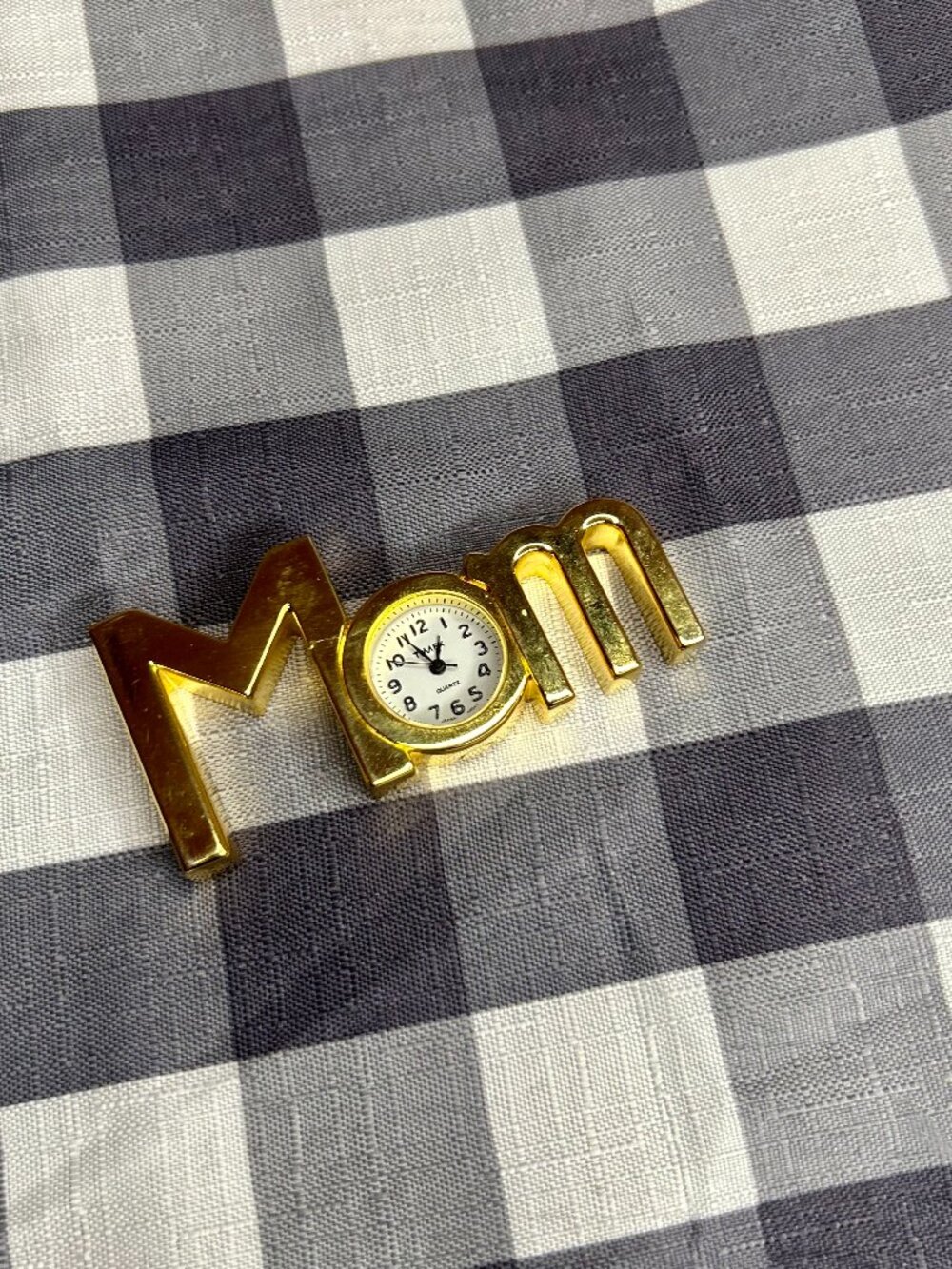 Mom Tabletop Gold Clock Mini Paperweight